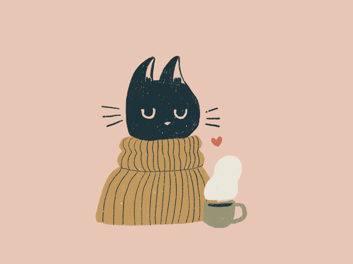 A Cat smelling great coffee.